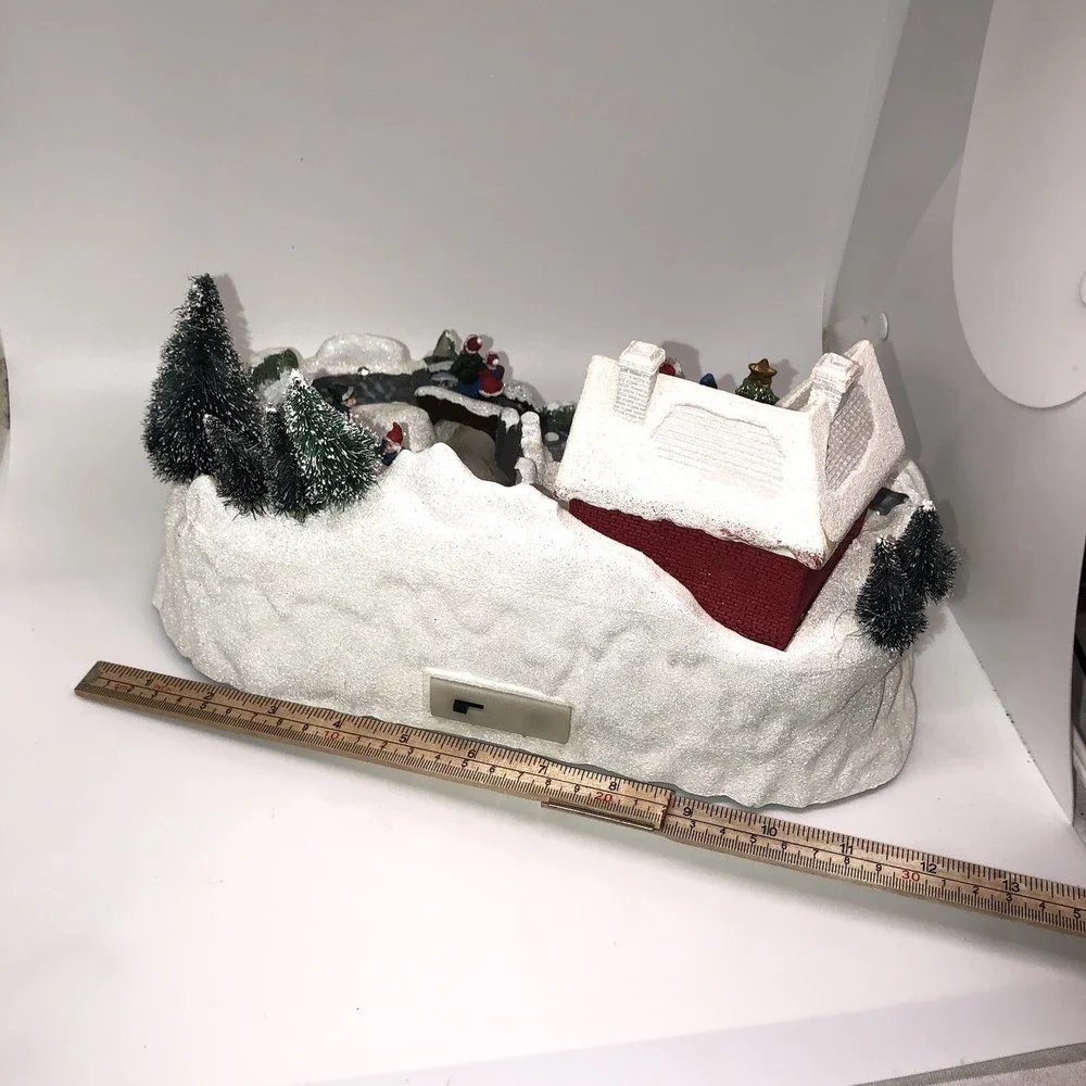 WORKING Holiday Christmas LED Fiber Optic Village Train Skaters Santa Bridge